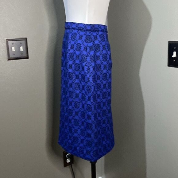 Jasper Conrad Royal Blue Black Pencil Skirt Wool and Cashmere Blend - Picture 8 of 14